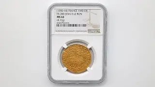 1350-64 フランス ジャン2世 ムートンドール 金貨  NGC MS 63 未使用品 8360794 010