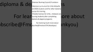 Pakistan Nursing Council k main functions / 2k23 #best