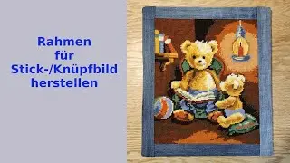 einfacher Rahmen Stickbild Kn&uuml;pfbild einrahmen DIY Denim Jeans upcycling Bilderrahmen