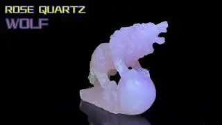 Ice rose quartz crystal wolf