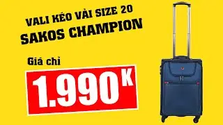 Vali vải size 20 X&aacute;ch tay Sakos Champion (Xanh t&iacute;m than), vali du lịch #quytinhtuy