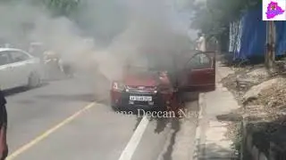Ford Car caught Fire due to Short Circuit at Banjara Hills