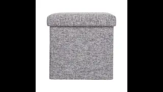 Medium Decorative Grey Foldable Cube Ottoman Stools for Living Room, Bedroom, Dining, or Playroom