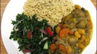 Steamed Millet With Curry Mushroom & Butter Beans And A Simple Kale Salad