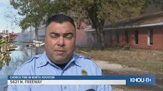HFD gives update on three-alarm fire at church along the North Freeway