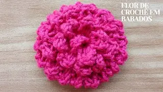 FLOR DE CROCHÊ EM BABADOS PARA ROUPAS, CHINELOS E VÁRIAS APLICAÇÕES 