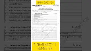 Human Anatomy and Physiology-I || 2023-24 || B Pharmacy 1 semester || Previous Year Question Papers