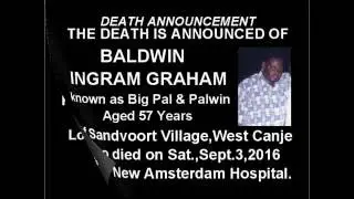 Death Announcement - Baldwin  Ingram Graham