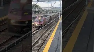 #train#mbta#cool Express MBTA commuter rail at Readville as it slams the rail joint!