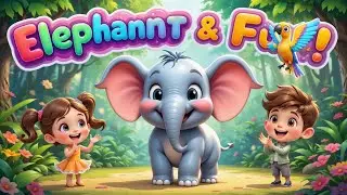 Elephant and Cute Kids | Fun Jungle Poem with Parrot | Kids Songs & Rhymes | Animal Jungle Song