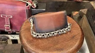 Dirty Brown Long Leather Biker Chain Wallet