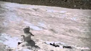 Building a snowman hurricane pass above lake como on a glacier