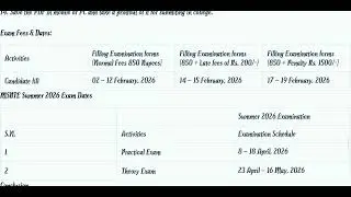 MSBTE 2026 summer exam date's and form filling