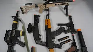 Luger P08 Shell ejecting Toy Gun And AK47 Airsoft M4 Nerf Gun Shot Gun-Realistic Toy Guns Collection