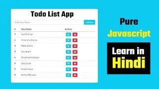 Todo List App Javascript  || Javascript Tutorial in Hindi for Beginners