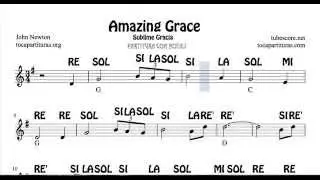 Amazing Grace Partitura F&aacute;cil con Notas en Sol Mayor para Flauta Violin Oboe