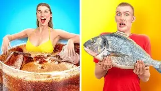 GRO&szlig; vs KLEIN ESSEN-CHALLENGE 24H! Wer zuletzt isst, gewinnt! Riesig VS Winzig auf 123 GO! CHALLENGE