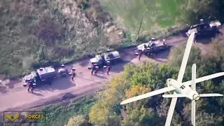 Ukrainian long-range drones blew up an entire Russian troop convoy near a major base