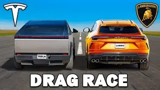 Tesla Cybertruck vs Lamborghini Urus &ndash; Electric Truck SHOCKS Super SUV! | Drag Race