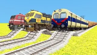 3 BIG TRAIN ACCIDENT AT HIGHEST SPEED BUMPS🔺Risky Railroad Tracks | Train simulator | TrainsFun