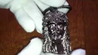 Lab made black diamond Jesus piece and black Franco chain $100