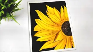 Drawing Sunflower with Black Background | Easy Oil Pastel Drawing for Beginners step by step