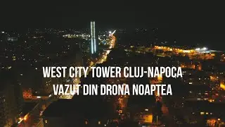 Relaxation Film - Drone flying over West City Tower Cluj-Napoca at night time - p4