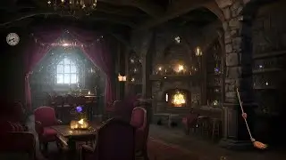 Witchy Coffee Shop Ambience with Relaxing Fireplace & Coffee Shop Sounds, Witchy Sounds for Sleeping