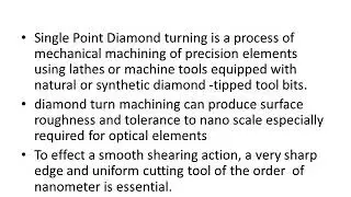 AMT- REVISION- micromachining AND DIAMOND TURNING