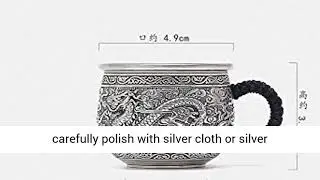 Handmade Teapot 925 Sterling Silver Cup Small Silver Cup Dragon for Wedding Gift Handle Cup Silver T