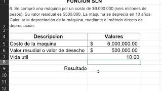 Funcion SLN en Excel