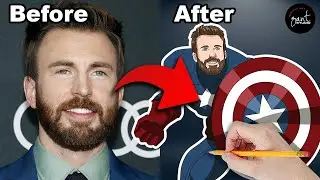 Captain America -  best fathers day gift ideas for dad - Gantstudio - Custom Cartoon Portrait