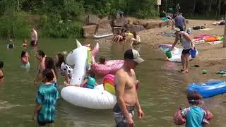 Boys and Girls swiming fun at lake Quarry park. 2018.  by. ytv