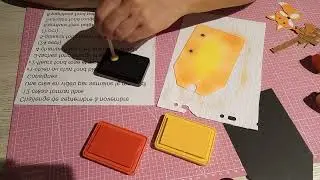 Fil Rouge @sophiecrea n&deg;3 Taches fond orange et jaune cr&eacute;ation de scrapbooking 