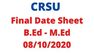 CRSU B.Ed Date Sheet
