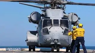 CH-53K engine startup and mission to ship and landing to drop cargo #helicopter #stallion #navy