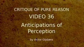 Kant's Critique of Pure Reason - Video 36: Anticipations of Perception