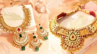 Latest gold moti necklace set design with weight and price 2021|gold necklace set |Gold jewellery