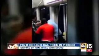 Sword wielding hero stops fight
