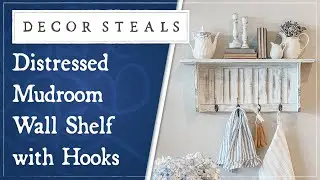 Decor Steals' Distressed Mudroom Wall Shelf with Hooks