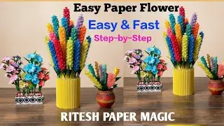 3 Beautiful DIY Paper Flower Ideas 🌸 | Paper Flower Vase Craft | Ritesh Paper Magic