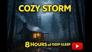 Forest Cabin in a Rainstorm | Wind in the Trees & Distant Thunder | 8 Hours of Deep Sleep