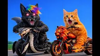AI Cat Family vs Fox Villain &ndash; Epic Motorcycle Chase and Sweet Cake Ending