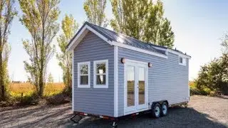 Amazing Tiny House on wheels Dark Wood with four windows