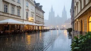 Rainy Old-Town Square Caf&eacute; Jazz &ndash; Foggy Prague Ambience | Study & Relax