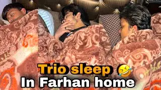 Trio sleep in Farhan’s home 😅 saying yes Kare (yes/no)👍🏻