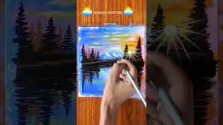 Acrylic painting-Painting a beautiful sunrise scenery #shorts