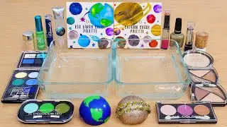 Earth vs Saturn - Mixing Makeup Eyeshadow Into Slime ASMR