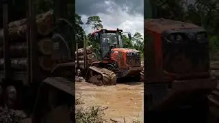 Lovol Tractor Battles Deep Jungle Mud with Heavy Timber Load! 💪🌧️ #shorts #lovol #tractor #farming