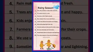 10 Lines On Rainy Season in English/Essay On Rainy Season in English/Rainy Season in English